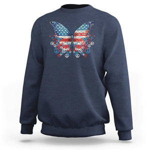 4th Of July Sweatshirt Butterfly Patriotic Peace Signs TS09 Navy Print Your Wear