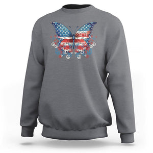 4th Of July Sweatshirt Butterfly Patriotic Peace Signs TS09 Charcoal Print Your Wear