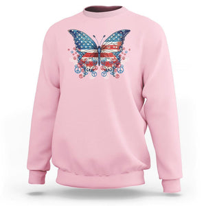 4th Of July Sweatshirt Butterfly Patriotic Peace Signs TS09 Light Pink Print Your Wear