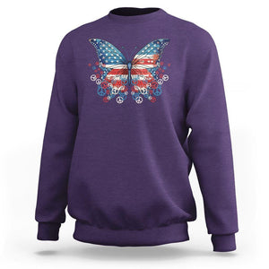 4th Of July Sweatshirt Butterfly Patriotic Peace Signs TS09 Purple Print Your Wear