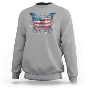 4th Of July Sweatshirt Butterfly Patriotic Peace Signs TS09 Sport Gray Print Your Wear