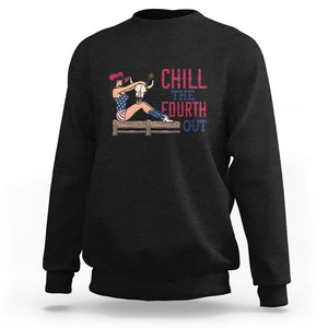 4th Of July Sweatshirt Chill The Fourth Out American Pin-up Girl TS09 Black Print Your Wear