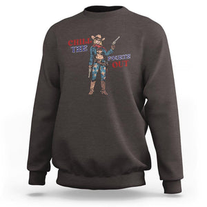 4th Of July Sweatshirt Chill The Fourth Out American Pin-up Girl TS09 Dark Chocolate Print Your Wear