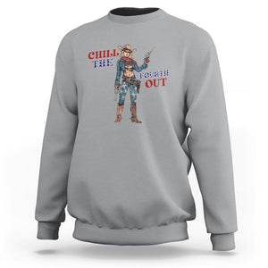 4th Of July Sweatshirt Chill The Fourth Out American Pin-up Girl TS09 Sport Gray Print Your Wear