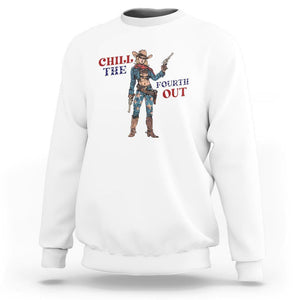 4th Of July Sweatshirt Chill The Fourth Out American Pin-up Girl TS09 White Print Your Wear