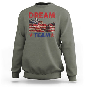 4th Of July Sweatshirt Dream Team Presidents Mount Rushmore TS09 Military Green Print Your Wear