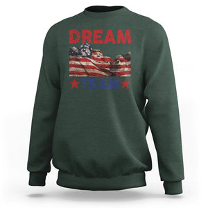 4th Of July Sweatshirt Dream Team Presidents Mount Rushmore TS09 Dark Forest Green Print Your Wear