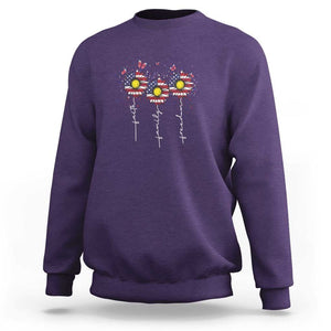 4th Of July Sweatshirt Faith Family Freedom USA Flag Daisy Flower TS11 Purple Print Your Wear