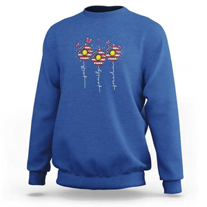 4th Of July Sweatshirt Faith Family Freedom USA Flag Daisy Flower TS11 Royal Blue Print Your Wear