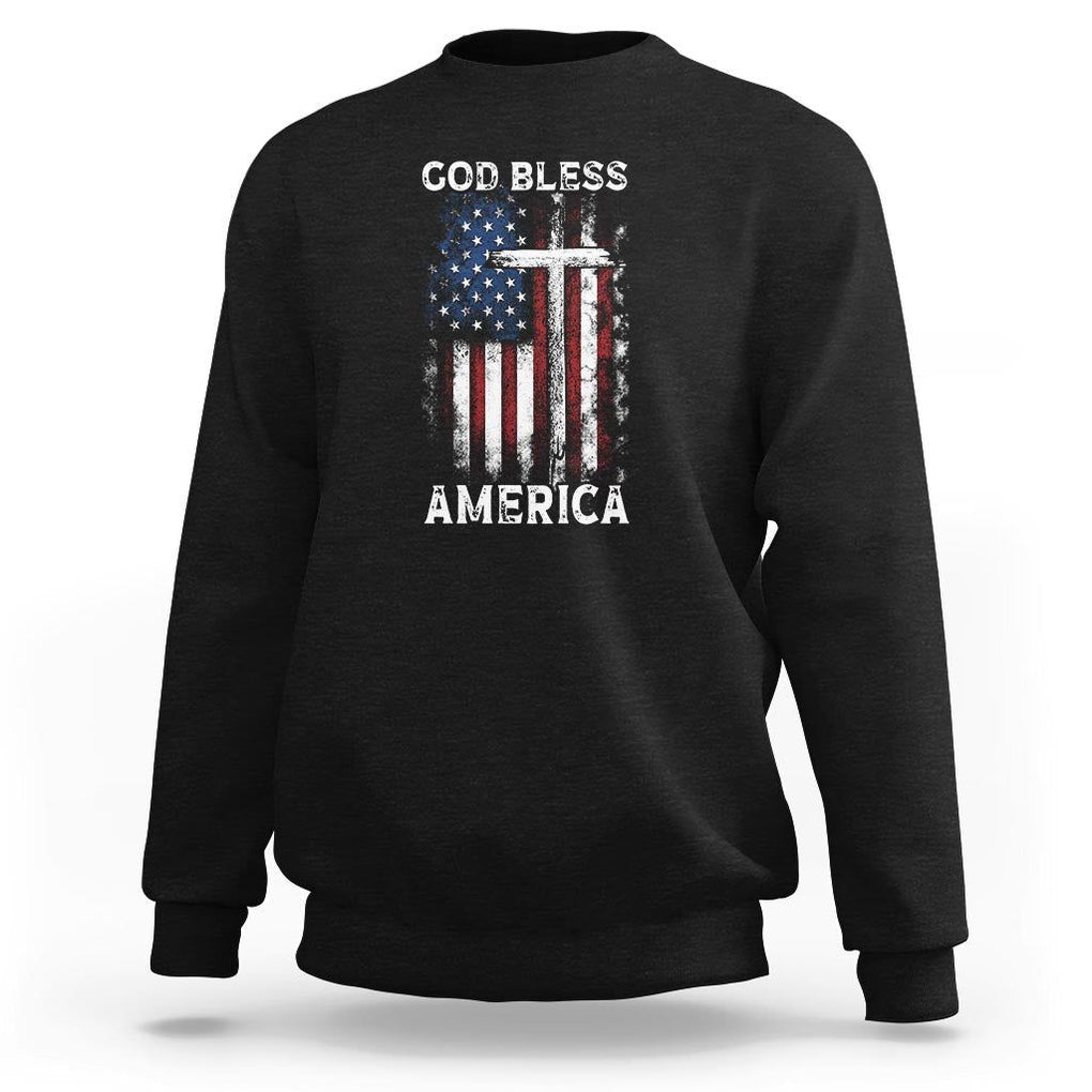 4th Of July Sweatshirt God Bless America Flag Christian TS09 Black Print Your Wear