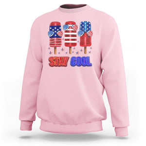 4th Of July Sweatshirt Stay Cool USA Flag Patriotic Ice Cream TS09 Light Pink Print Your Wear