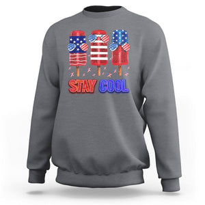 4th Of July Sweatshirt Stay Cool USA Flag Patriotic Ice Cream TS09 Charcoal Print Your Wear