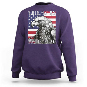 4th Of July Sweatshirt This Is My Pride Flag White Bald Eagle USA American Flag TS11 Purple Print Your Wear