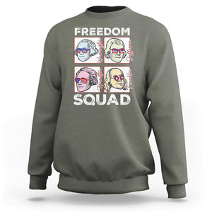 4th Of July Sweatshirt US Freedom Squad Washington Jefferson Hamilton Franklin TS09 Military Green Print Your Wear