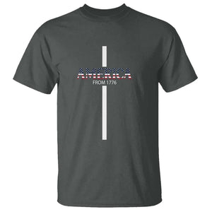 4th Of July T Shirt America From 1776 Christian Religious Faith Cross TS11 Dark Heather Print Your Wear