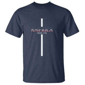 4th Of July T Shirt America From 1776 Christian Religious Faith Cross TS11 Navy Print Your Wear