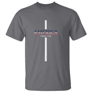 4th Of July T Shirt America From 1776 Christian Religious Faith Cross TS11 Charcoal Print Your Wear