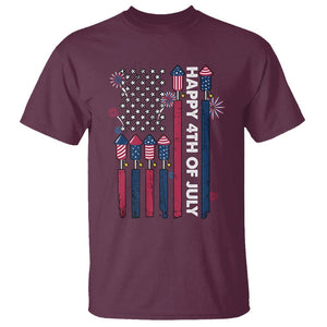 4th of July T Shirt American Flag Firework USA Party Independence Day TS02 Maroon Print Your Wear