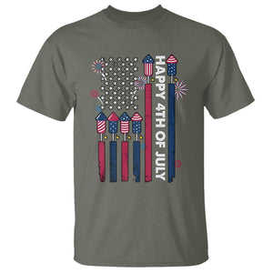 4th of July T Shirt American Flag Firework USA Party Independence Day TS02 Military Green Print Your Wear