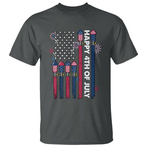 4th of July T Shirt American Flag Firework USA Party Independence Day TS02 Dark Heather Print Your Wear