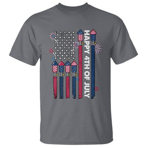 4th of July T Shirt American Flag Firework USA Party Independence Day TS02 Charcoal Print Your Wear