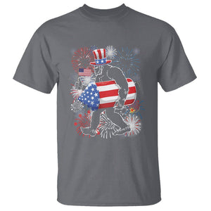 4th Of July T Shirt Bigfoot Fireworks Sasquatch American Flag TS09 Charcoal Print Your Wear