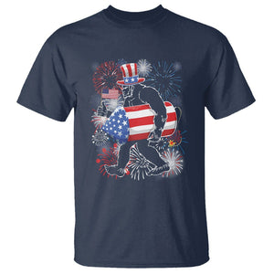 4th Of July T Shirt Bigfoot Fireworks Sasquatch American Flag TS09 Navy Print Your Wear