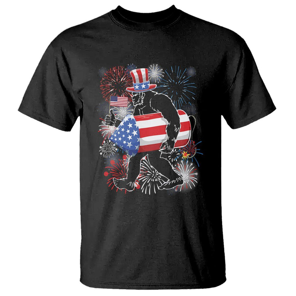 4th Of July T Shirt Bigfoot Fireworks Sasquatch American Flag TS09 Black Print Your Wear