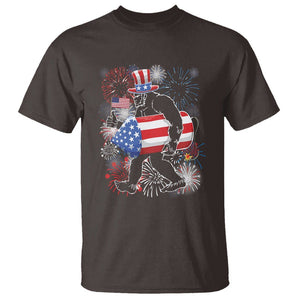 4th Of July T Shirt Bigfoot Fireworks Sasquatch American Flag TS09 Dark Chocolate Print Your Wear