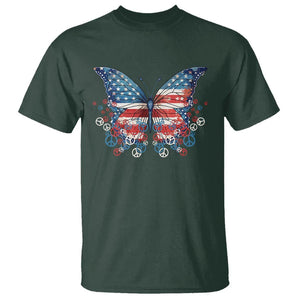 4th Of July T Shirt Butterfly Patriotic Peace Signs TS09 Dark Forest Green Print Your Wear