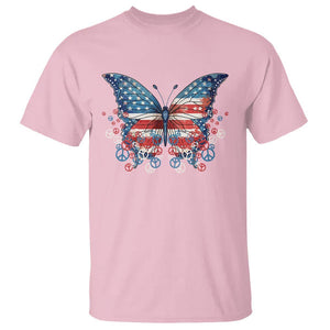 4th Of July T Shirt Butterfly Patriotic Peace Signs TS09 Light Pink Print Your Wear