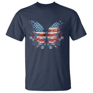 4th Of July T Shirt Butterfly Patriotic Peace Signs TS09 Navy Print Your Wear