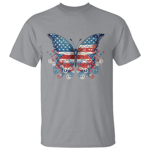 4th Of July T Shirt Butterfly Patriotic Peace Signs TS09 Sport Gray Print Your Wear