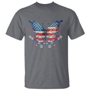 4th Of July T Shirt Butterfly Patriotic Peace Signs TS09 Charcoal Print Your Wear