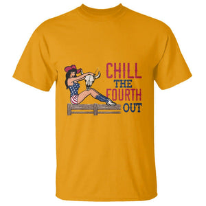 4th Of July T Shirt Chill The Fourth Out American Pin-up Girl TS09 Gold Print Your Wear