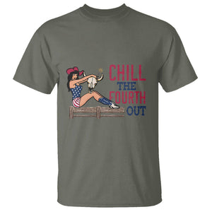 4th Of July T Shirt Chill The Fourth Out American Pin-up Girl TS09 Military Green Print Your Wear