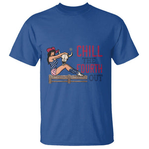 4th Of July T Shirt Chill The Fourth Out American Pin-up Girl TS09 Royal Blue Print Your Wear