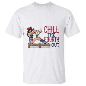 4th Of July T Shirt Chill The Fourth Out American Pin-up Girl TS09 White Print Your Wear