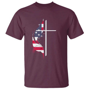 4th Of July T Shirt Christian Faith USA Flag Cross TS11 Maroon Print Your Wear