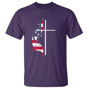 4th Of July T Shirt Christian Faith USA Flag Cross TS11 Purple Print Your Wear