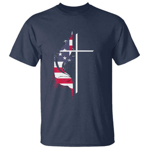 4th Of July T Shirt Christian Faith USA Flag Cross TS11 Navy Print Your Wear