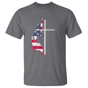 4th Of July T Shirt Christian Faith USA Flag Cross TS11 Charcoal Print Your Wear