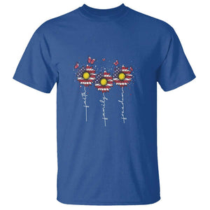 4th Of July T Shirt Faith Family Freedom USA Flag Daisy Flower TS11 Royal Blue Print Your Wear