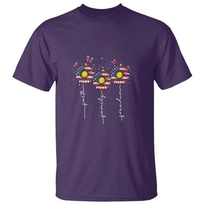 4th Of July T Shirt Faith Family Freedom USA Flag Daisy Flower TS11 Purple Print Your Wear