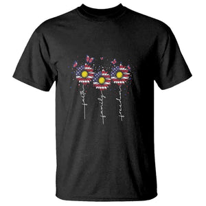 4th Of July T Shirt Faith Family Freedom USA Flag Daisy Flower TS11 Black Print Your Wear