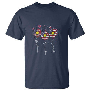 4th Of July T Shirt Faith Family Freedom USA Flag Daisy Flower TS11 Navy Print Your Wear