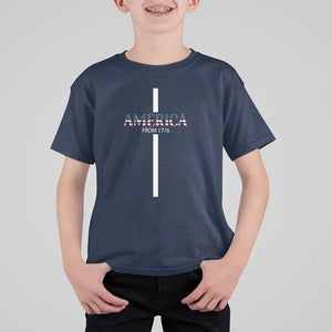 4th Of July T Shirt For Kid America From 1776 Christian Religious Faith Cross TS11 Navy Print Your Wear