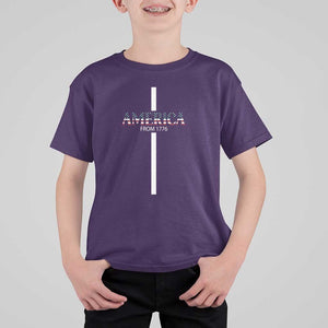 4th Of July T Shirt For Kid America From 1776 Christian Religious Faith Cross TS11 Purple Print Your Wear