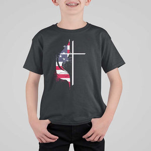 4th Of July T Shirt For Kid Christian Faith USA Flag Cross TS11 Black Print Your Wear