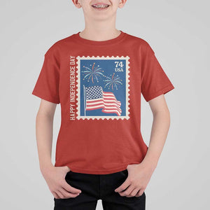 4th Of July T Shirt For Kid Happy Independence Day Stamp USA Flag TS11 Red Print Your Wear